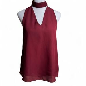 Wet Seal Maroon Choker Neck Sleeveless Top - Size M Retro